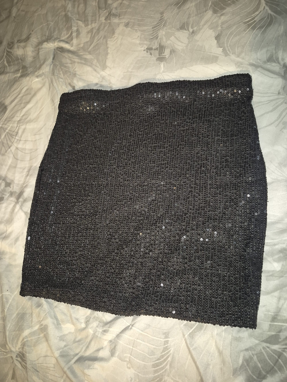 Sparkle-Trim Black Sequin Mini Skirt